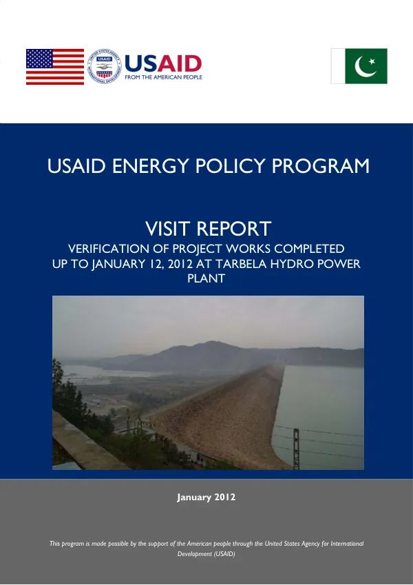 Verification of Project Works Completed up to January 12, 2012 at Tarbela Hydro Power Plant