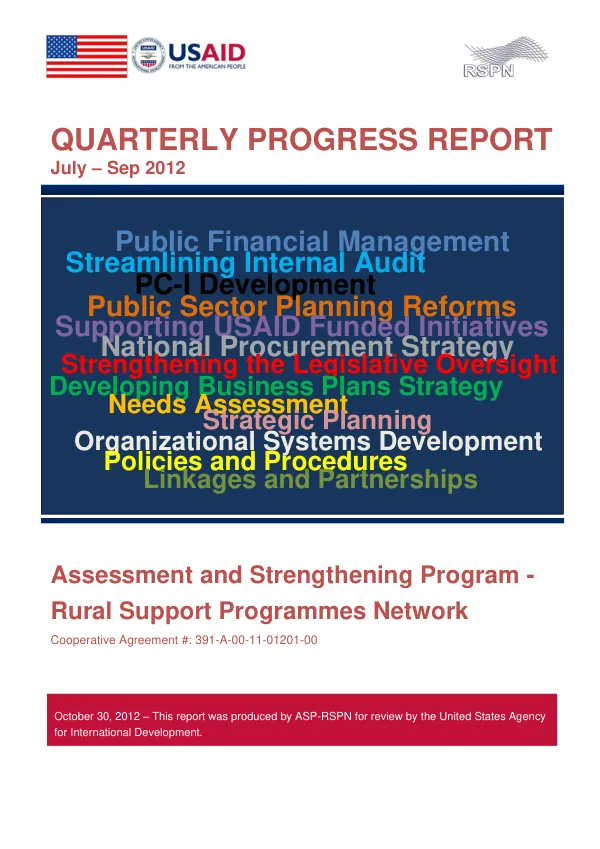 Quarterly Progress Report July – Sep 2012