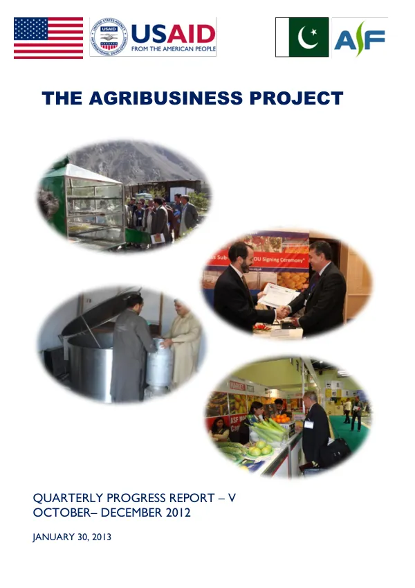 Quarterly Progress Report– V (October– December 2012)