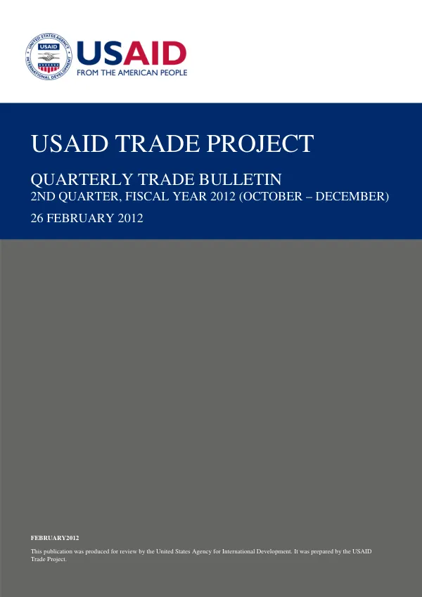 Quarterly Trade Bulletin: 2nd Quarter, Fiscal Year 2012 (October – December)
