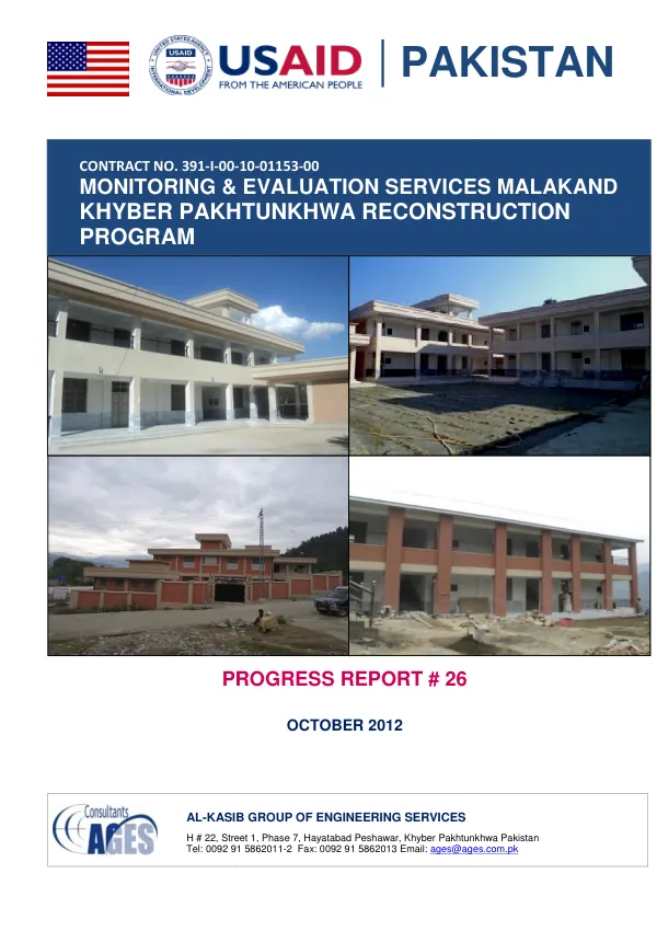 Progress Report # 26: Monitoring & Evaluation Services Malakand: Khyber Pakhtunkhwa Reconstruction Program
