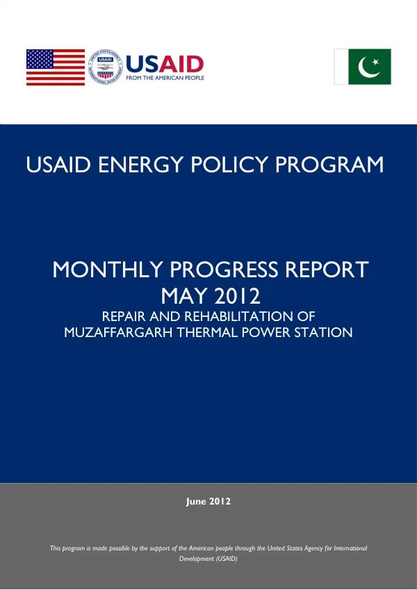 Monthly Progress Report: Repair and Rehabilitation of Muzaffargarh Thermal Power Station