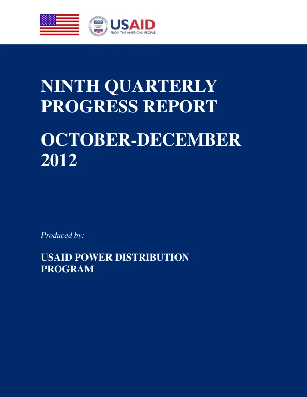 Ninth Quarterly Progress Report: Power Distribution Program, October-December 2012