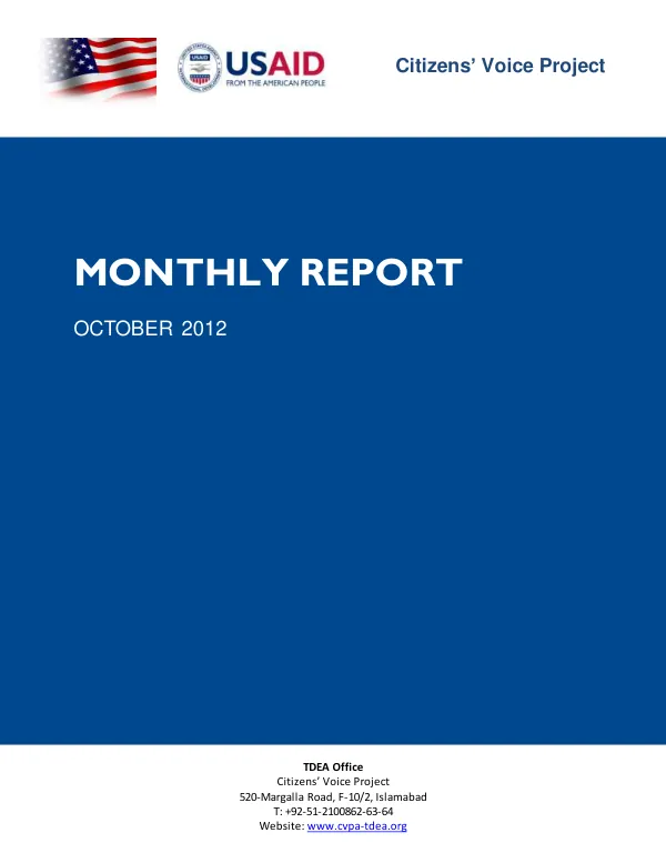 Monthly Report: Citizens' Voice Project, October 2012