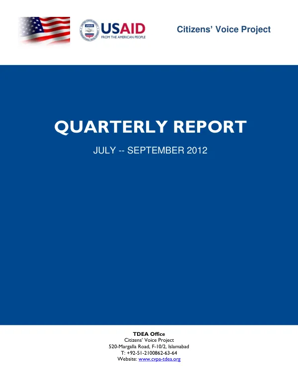 Quarterly Report: July - September 2012