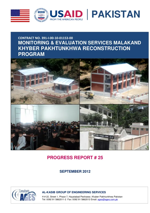 Progress Report # 25: Monitoring & Evaluation Services Malakand: Khyber Pakhtunkhwa Reconstruction Program