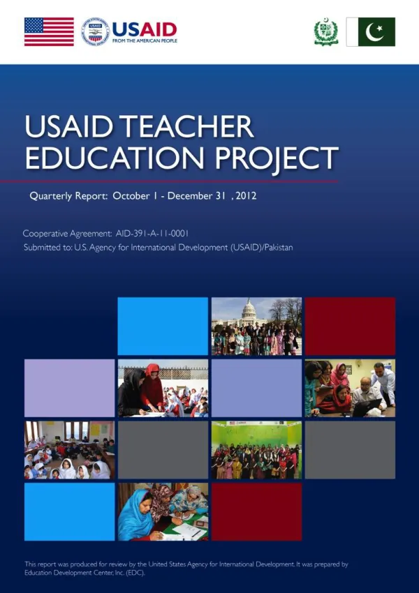 USAID Teacher Education Project – Quarterly Progress Report (Oct-Dec, 2012)