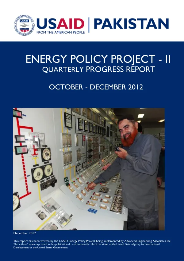 USAID Energy Policy Project - II Quarterly Progress Report