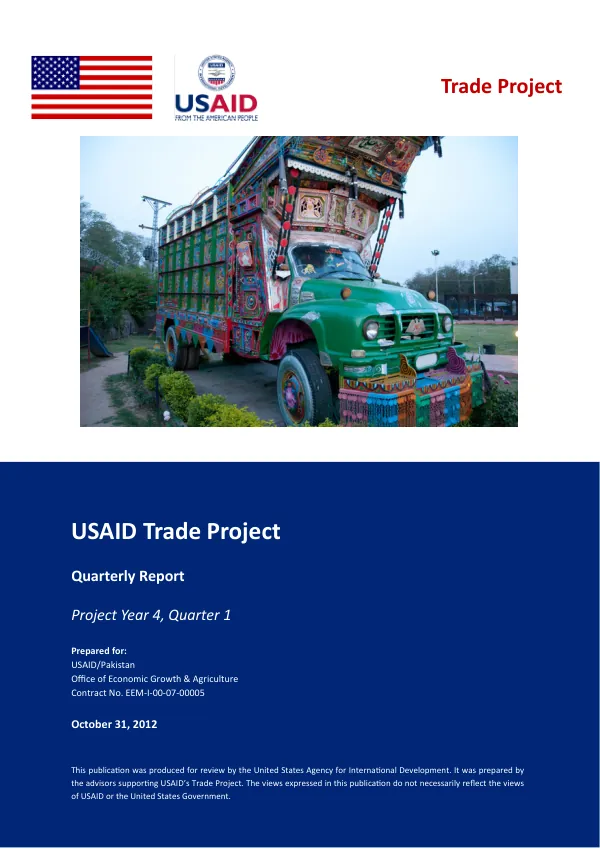 USAID Trade Project Quarterly Report: Project Year 4, Quarter 1