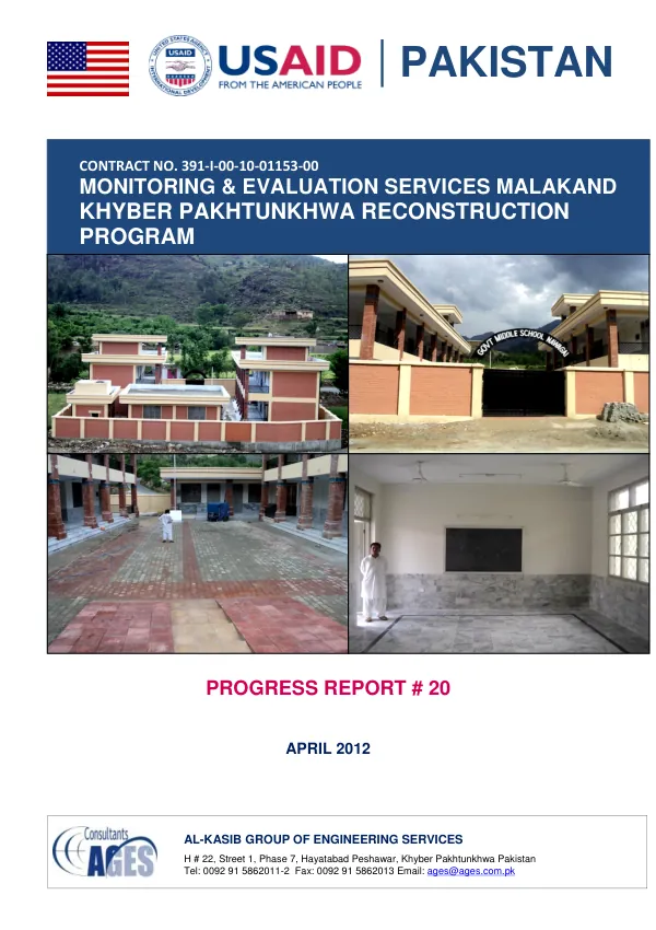 Progress Report # 20: Monitoring & Evaluation Services Malakand: Khyber Pakhtunkhwa Reconstruction Program