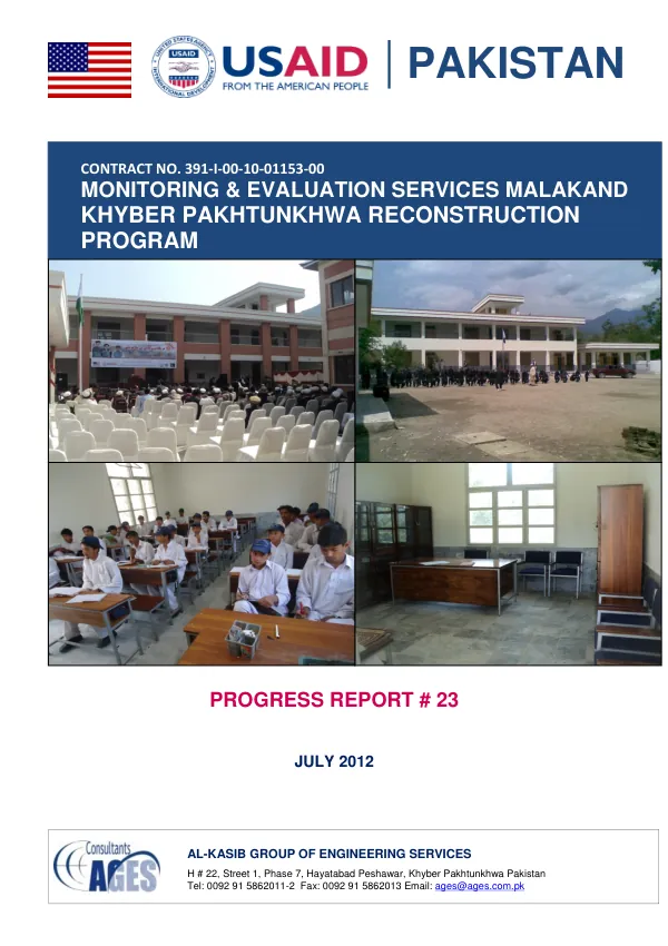Progress Report # 23: Monitoring & Evaluation Services Malakand: Khyber Pakhtunkhwa Reconstruction Program