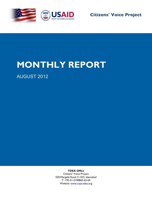 Monthly Report August 2012