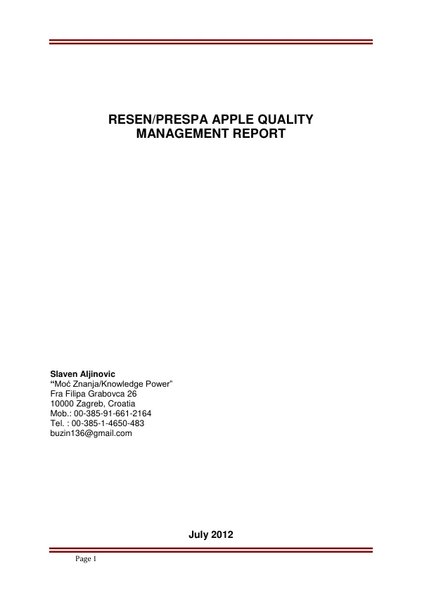 CROATIAN FRESH PRODUCE MARKET REPORT