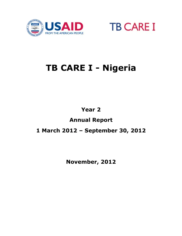TB CARE I - Nigeria Annual Report Year 2