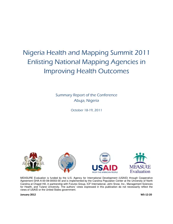 Nigeria Health and Mapping Summit 2011: Enlisting National Mapping Agencies in Improving Health Outcomes