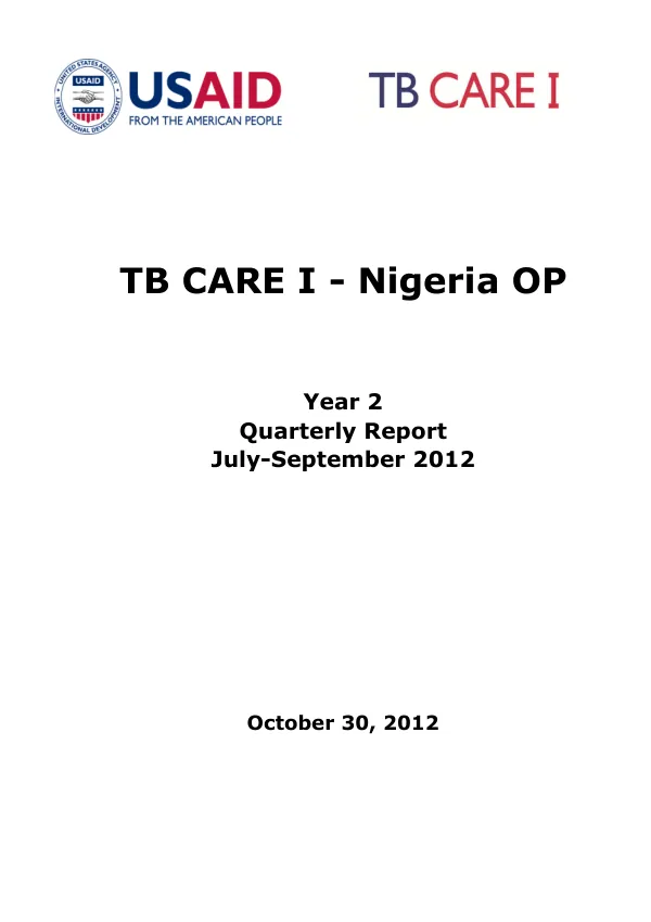 TB CARE I - Nigeria OP Year 2 Quarterly Report