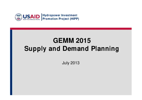 HIPP Presentation on GSE Power Supply and Demand Planning