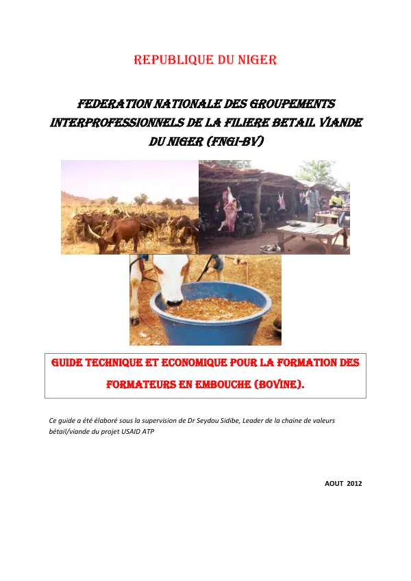 Guide Technique et Economique pour la Formation des Formateurs en Embouche (Bovine)