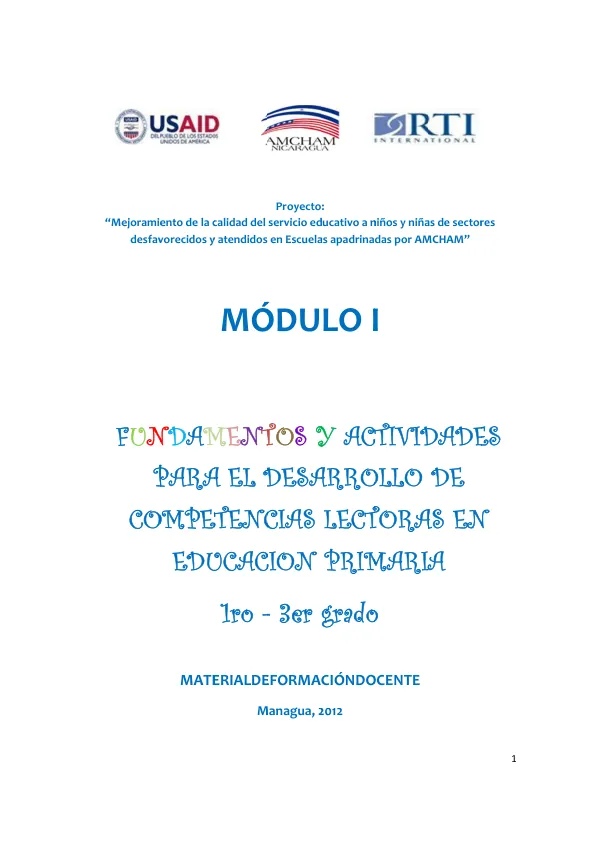 Mejoramiento de la calidad del servicio educativo a niños y niñas de sectores desfavorecidos y atendidos en Escuelas apadrinadas por AMCHAM