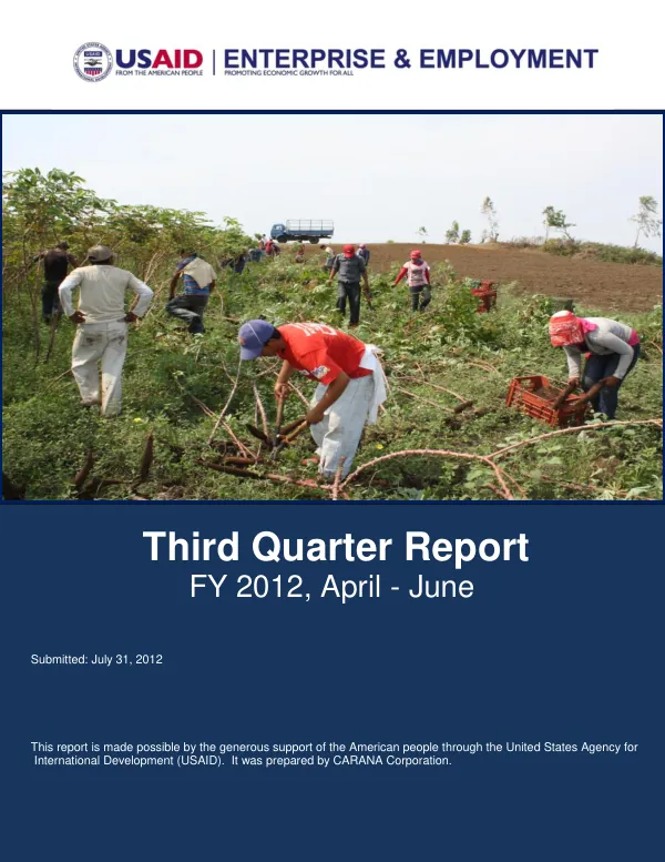 Annual Report: Enterprise & Employment Third Quarter Report FY 2012