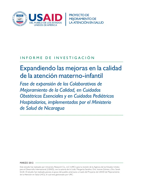 Expansión de las mejoras en la calidad de la atención materno-infantil en Nicaragua