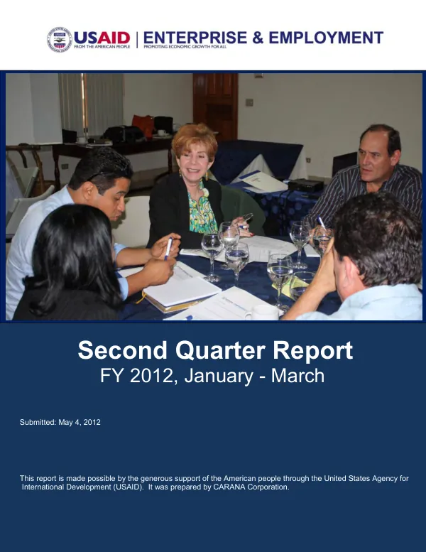 Enterprise & Employment Second Quarter Report FY 2012