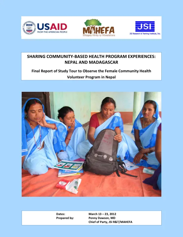 Sharing Community-Based Health Program Experiences: Nepal and Madagascar
