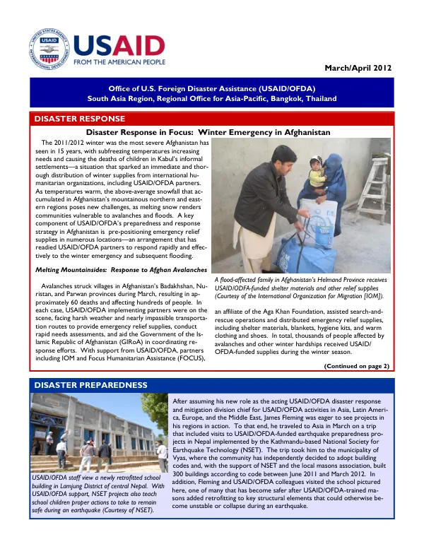South Asia Newsletter March and April 2012