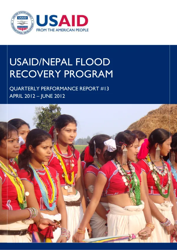 Quarterly Performance Report #13: April 2012 – June 2012