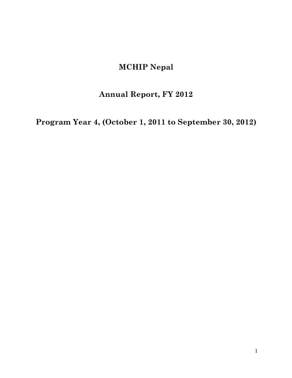 MCHIP Annual Report Guidance for FY10