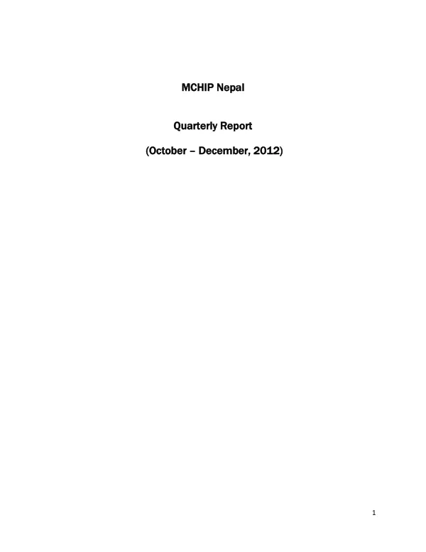 Quarterly Report Format for MCHIP Country Programs (2011)