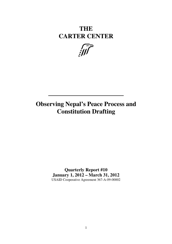 Observing Nepal’s Peace Process and Constitution Drafting Quarterly Report #10