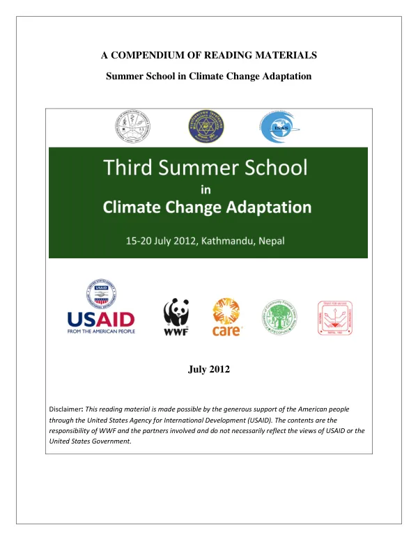 Third Summer School on Climate Change Adaptation