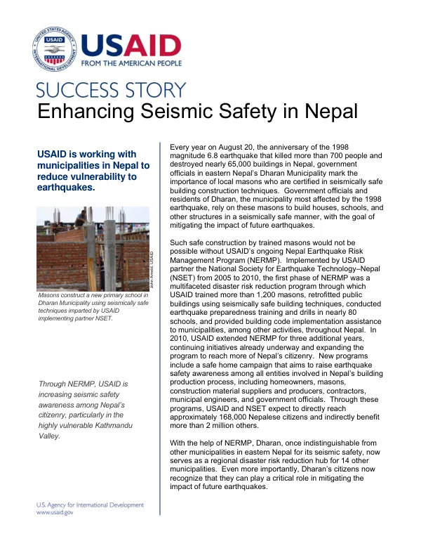 Enhancing Seismic Safety in Nepal