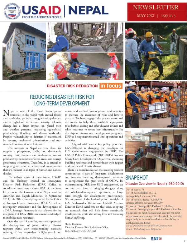Disaster Risk Reduction: Reducing Disaster Risk for Long-term Development