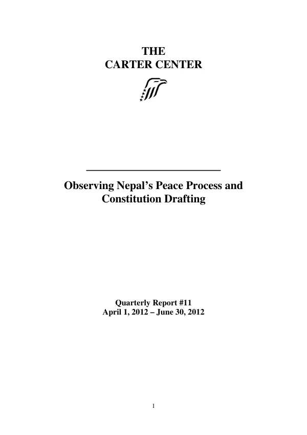 Quarterly Report #11: Observing Nepal’s Peace Process and Constitution Drafting