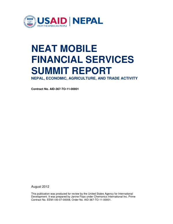 NEAT Mobile Financial Services Summit Report