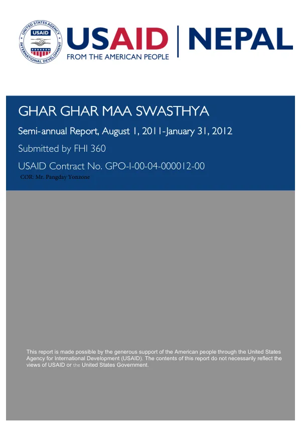 Ghar Ghar Maa Swasthya Semi-annual Report August 1, 2011-January 31, 2012