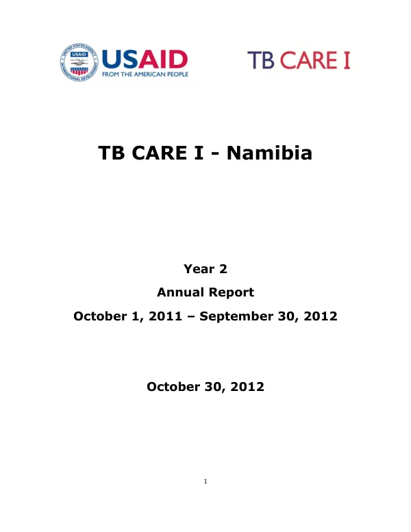 Annual Report: TB CARE I - Namibia Year 2 (October 1, 2011 – September 30, 2012)