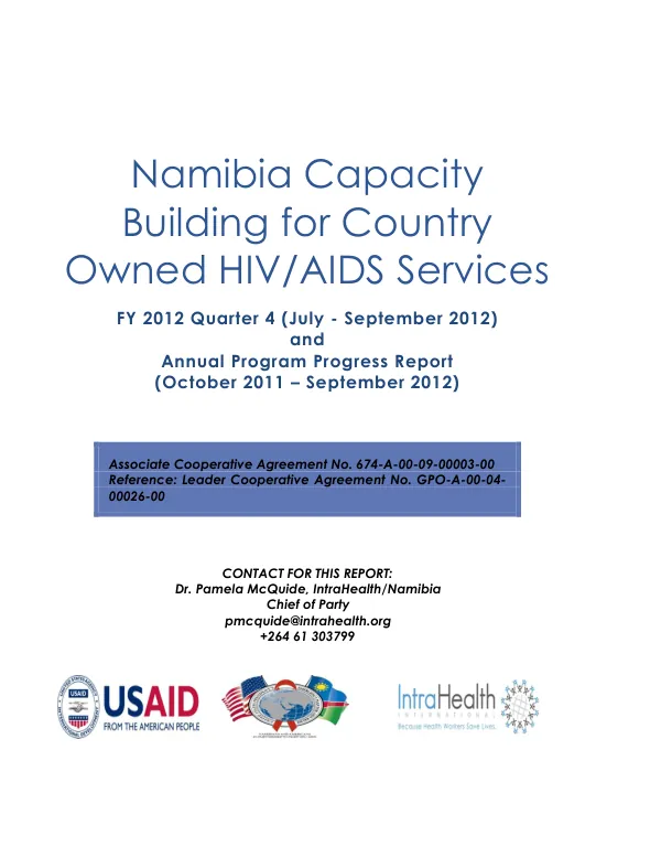 Namibia AA FY12 Q4 Quarterly and Annual Report - July-September 2012; October 2011-September 2012