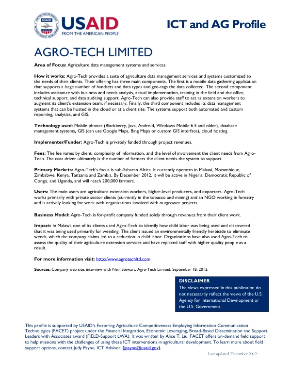 ICT and AG Profile