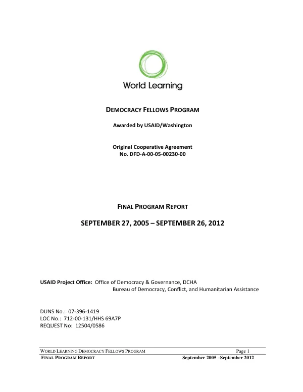 Final Program Report: Democracy Fellows Program