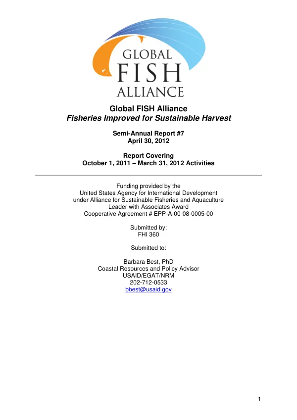 Semi-Annual Report #7: Report Covering October 1, 2011 – March 31, 2012 Activities