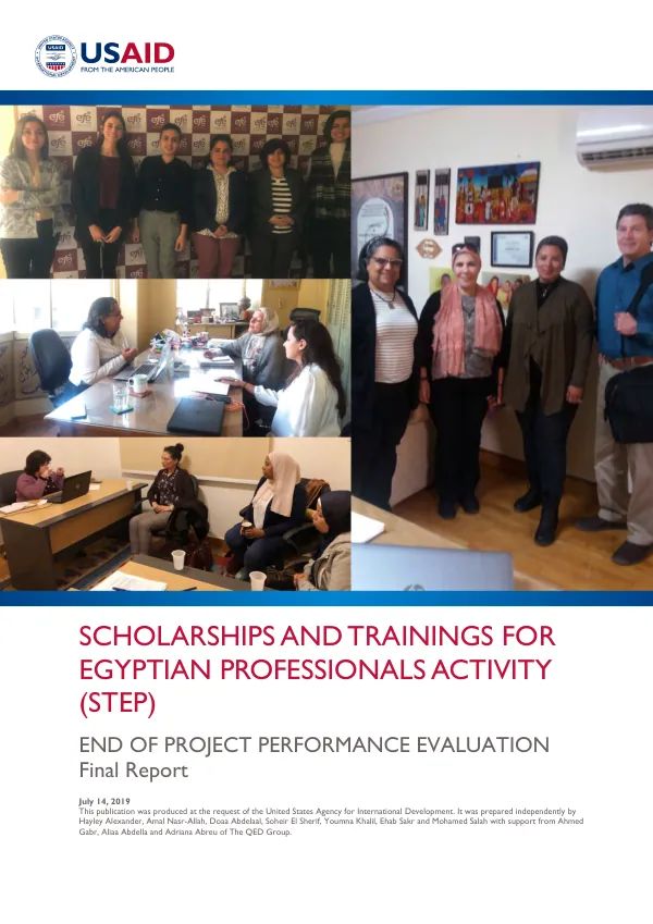 Scholarships and training for Egyptian professionals activity (STEP) : end-of-project performance evaluation