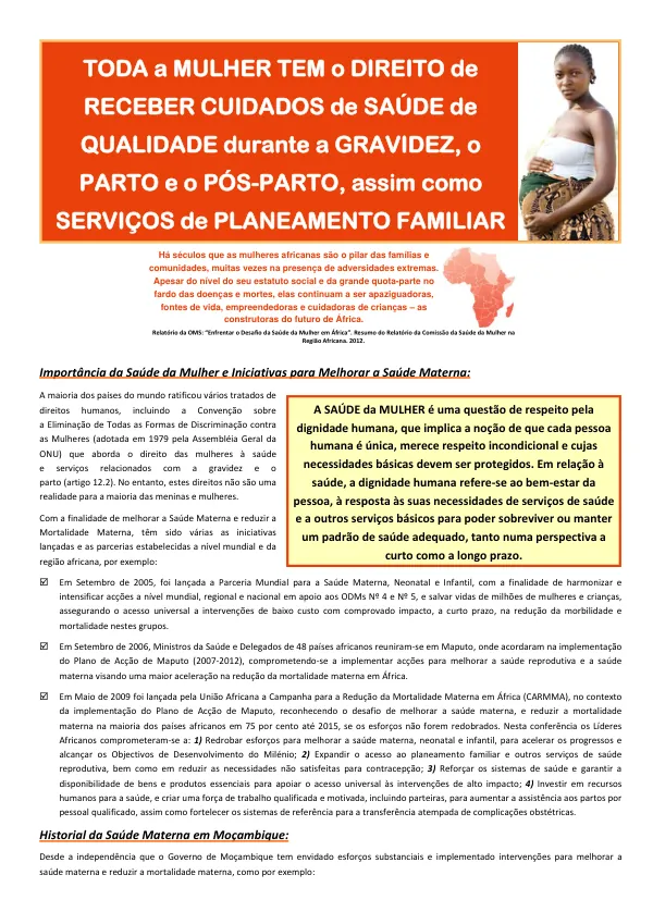 Relatório da OMS: “Enfrentar o Desafio da Saúde da Mulher em África”