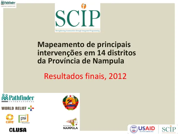 Mapeamento de principais intervenções em 14 distritos da Província de Nampula