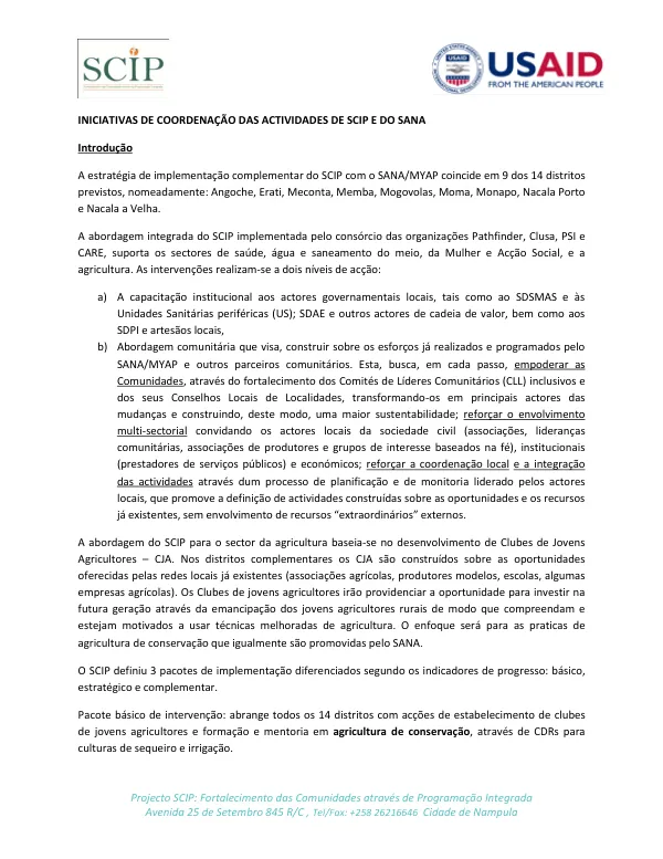 Projecto SCIP: Fortalecimento das Comunidades através de Programação Integrada