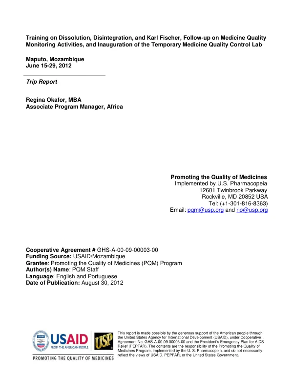 USP DQI TRIP REPORT