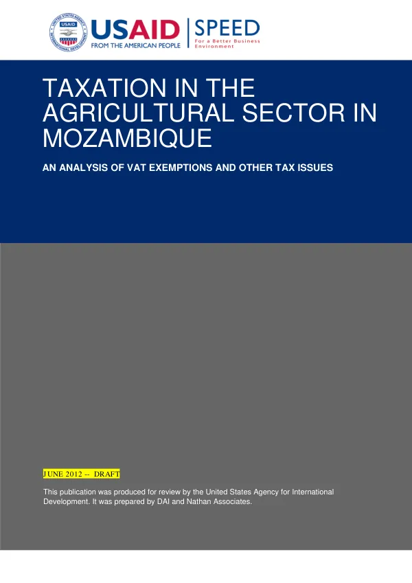 Taxation in the Agricultural Sector in Mozambique: An Analysis of VAT Exemptions and Other Tax Issues