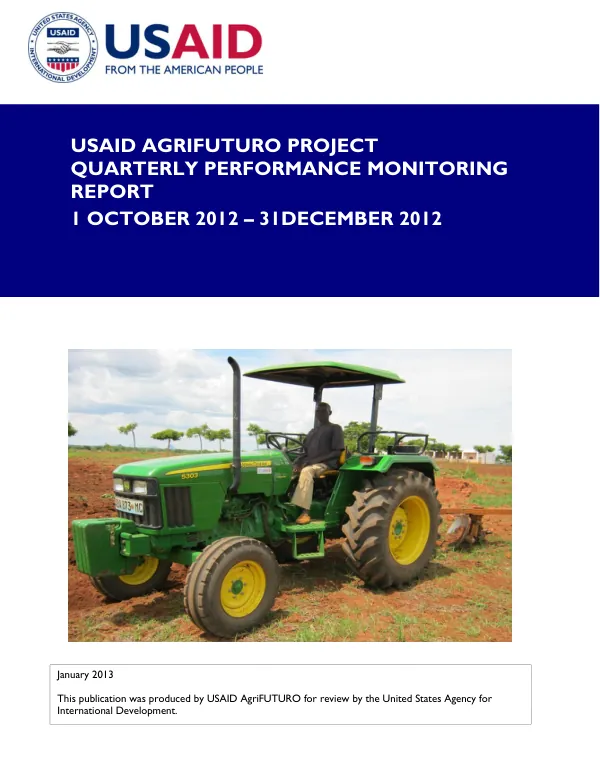 Quarterly Performance Monitoring Report: October 2012 – December 2012